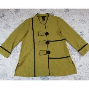 NEW $124 Ali Miles Crinkle Mustard  Boxy ArtSY Lagenlook Tunic Jacket womens S